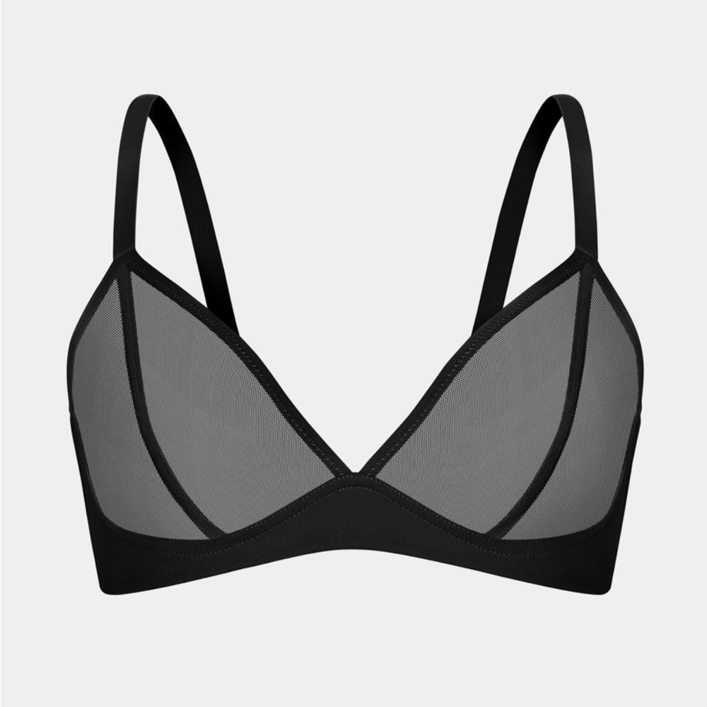 Knix Deep V Black Mesh Bra